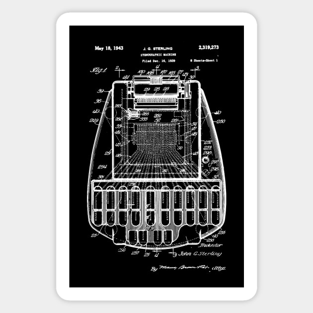 Stenographic Machine Patent Sticker by Anodyle